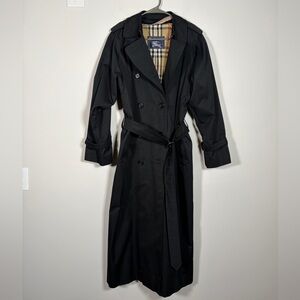 Vintage Burberry Black Double Breasted Trench Coat - 10 X Long
